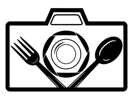 Food Photography  Template Design plate with spoon and fork iconのイラスト素材