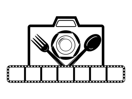 Food Photography Template Design plate with spoon and fork iconのイラスト素材