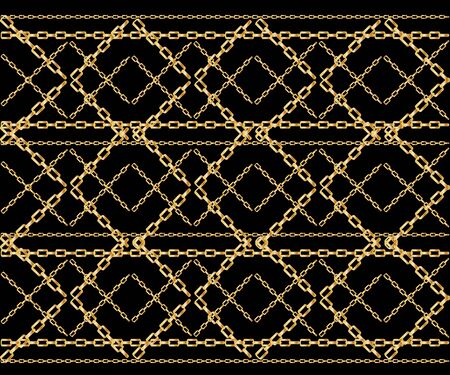 Jewelry golden chains in different shapes realistic set isolated vector illustration