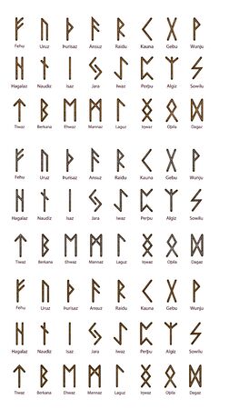 Large set of Scandinavian runes, elegant gold stamping on the surface, patternのイラスト素材