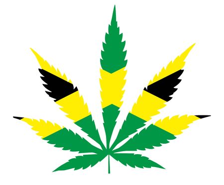 Cannabis leaf flag. The concept of legalization of marijuana, cannabis in Jamaicaのイラスト素材