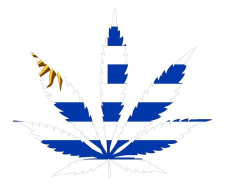 Cannabis leaf flag. The concept of legalization of marijuana, cannabis in Uruguayのイラスト素材