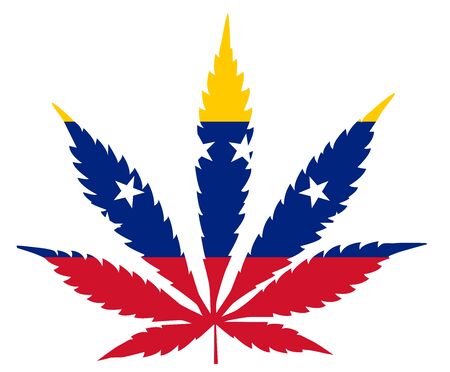 Cannabis leaf flag. The concept of legalization of marijuana, cannabis in Venezuelaのイラスト素材