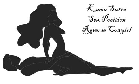 Kama Sutra, a man and a woman have sex. The art of love. Sexual position Rewers Cowgirlのイラスト素材