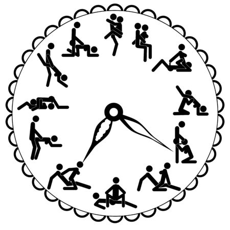 Concept art Watch love, for making love any time is good. Elegant watches with sexy poses instead of numbers. Kamasutra, sketchy poses for making love.のイラスト素材