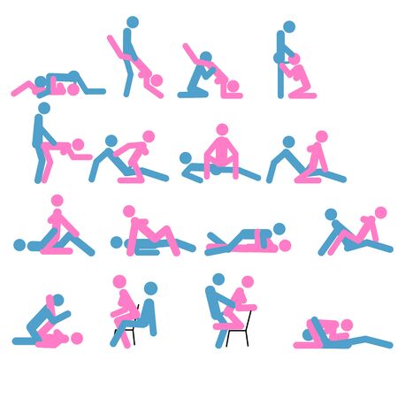 Kamasutra, sketchy poses for making love. Set. Yin and Yang, man and woman love each other. Kamasutra, the art of loveのイラスト素材