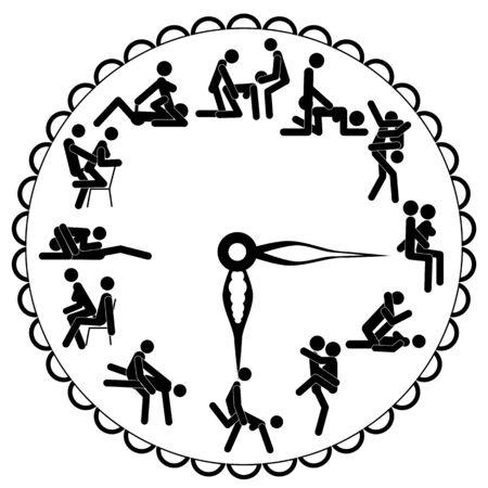 Concept art Watch love, for making love any time is good. Elegant watches with sexy poses instead of numbers. Kamasutra, sketchy poses for making love.のイラスト素材