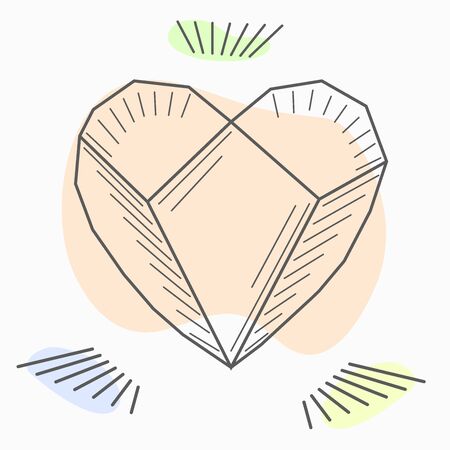 hand drawn line art crystals, isolated objects. Crystal stone crystalline gem and precious gemstone for jewellery illustrationのイラスト素材