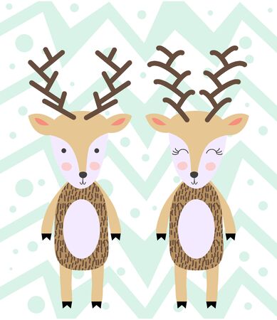 Deer in Scandinavian style, illustration. Funny, cute poster.のイラスト素材