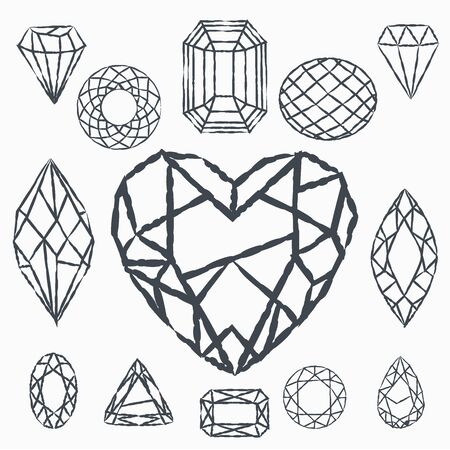 Set of geometric crystals. Geometric shapes. Trendy hipster retro backgrounds and logotypes.のイラスト素材