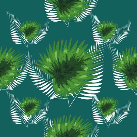 Tropical leaves, palms, monstera leaf, floral seamless pattern backgroundのイラスト素材