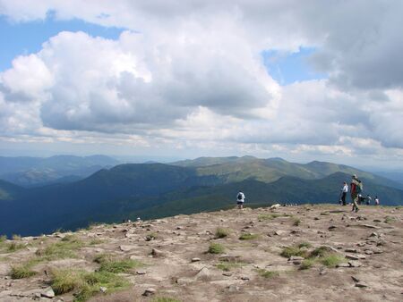 The picture was taken from the mountain Goverla. The photo view of the clouds and the Carpathian...