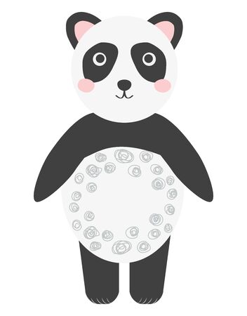Panda bear portrait, kids art, wild arctic animal. Decor elements, sticker, poster, card, postcard. Isolated. Scandinavian Designのイラスト素材