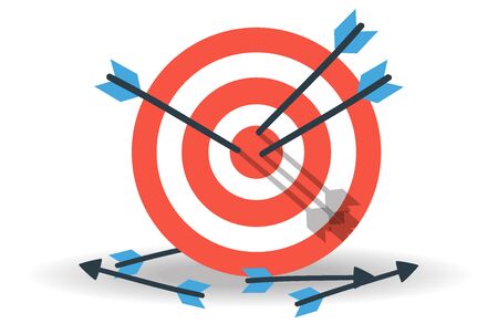 Business concept illustration, Target with an arrow, hit the target, goal achievementのイラスト素材