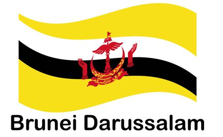 Brunei Darussalam Flag Button. icon flag of Brunei Darussalam on white background.のイラスト素材