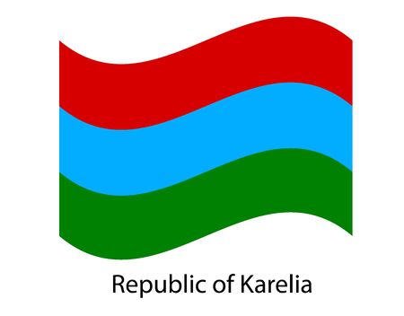 Republic of Karelia flag, isolated on white background. Russia oblast flag illustration. Russian federation. Flag in the wind
