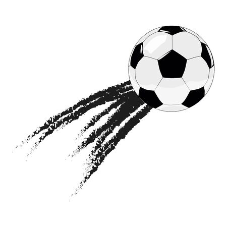 Soccer ball flying forward isolated on a gray background. Soccer ball pictogram. website design, logo, application, interface.のイラスト素材