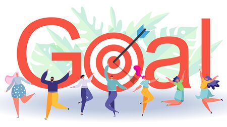 Business concept illustration, Target with an arrow, hit the target, goal achievement.のイラスト素材