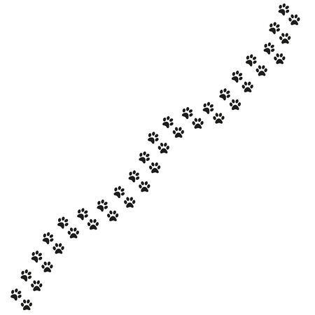 Track of cat dog tracks, footprint, design. Footprints of cat, turn rightのイラスト素材