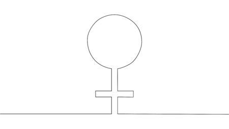 One line drawing Venus symbol line icon, outline sign, linear style pictogram isolated on white.のイラスト素材