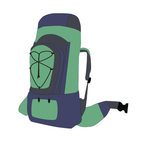 Travel tourism backpacks with mattress. green colorのイラスト素材