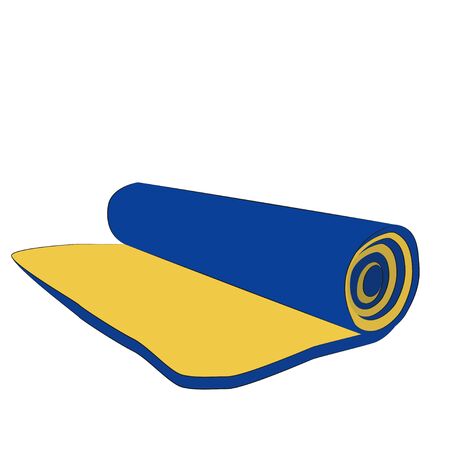 Rolled in a roll of camping mat isolated on white background. cartoon close-up illustration.のイラスト素材