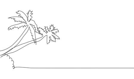Continuous line drawing of coconut trees, nature concept, summer illustrationのイラスト素材