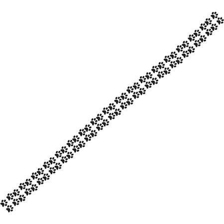 Footpath trail of animal. Dog or cat paws print isolated on white. Trail footpath wildlife, footprint silhouetteのイラスト素材