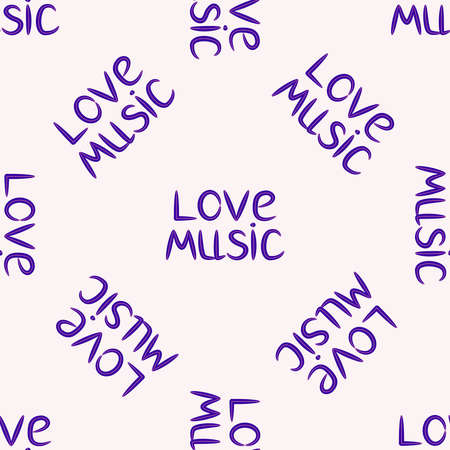 Love music seamless pattern with country guitar, music notes, treble clef, hearts, decorative...
