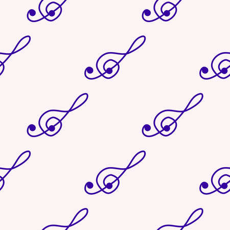Love music seamless pattern with treble clef, decorative elementsのイラスト素材