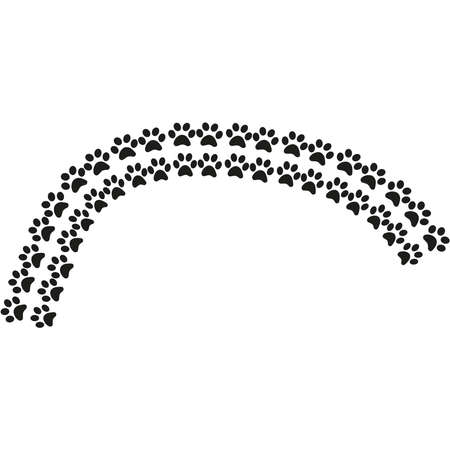 paw in modern style on white background. Colorful line design. Animal cartoon. Footprint sign.のイラスト素材