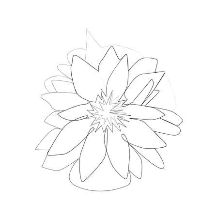 continuous line drawing of beautiful flower water lilyのイラスト素材
