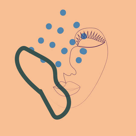 Woman portrait in modern abstract graphic style. Modern continuous one line drawing. abstract art prints, modern wall art.のイラスト素材
