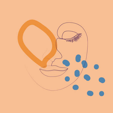 Woman portrait in modern abstract graphic style. Modern continuous one line drawing. abstract art prints, modern wall art.のイラスト素材