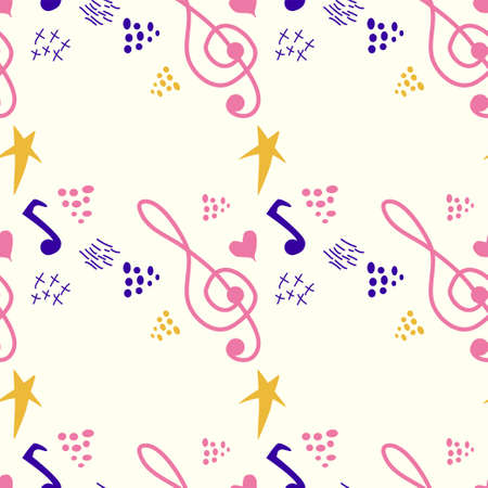 Classic musical patterns, with sheet music and treble clef, great designs for any purpose. Abstract retro texture. Sample badgeのイラスト素材