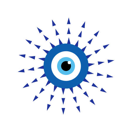 Amulet evil eye isolated. Talisman to protect against evil eye. Greek evil eye, symbol of protection. Glass Turkish eye Nazar Boncugu.のイラスト素材