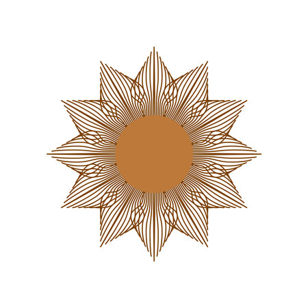 Magic concept, vintage sun with face, gold and black, engraving stylized. Illustration for astrology, boho design, pagan symbols for divination.のイラスト素材