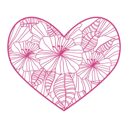 heart-shaped pattern for coloring book in zentangle style.のイラスト素材