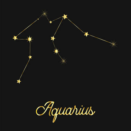 Zodiac sign in the form of a golden constellation in the sky. Stars and lines.のイラスト素材