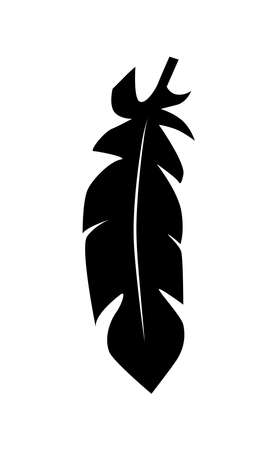 illustration of an old feather. Feather feather silhouette. Retro image of letter with feather icon.のイラスト素材