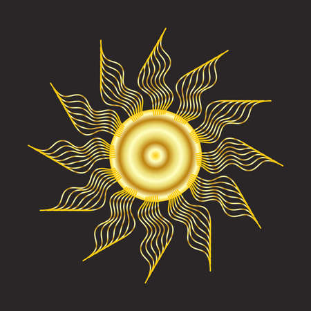 Mystical golden boho tattoos with sun. Linear design, elements for astrology, mysticism and fortune telling.のイラスト素材