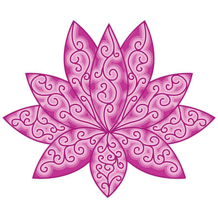 3d mandala lotus flower. Lotus flower silhouette. Water lily.のイラスト素材