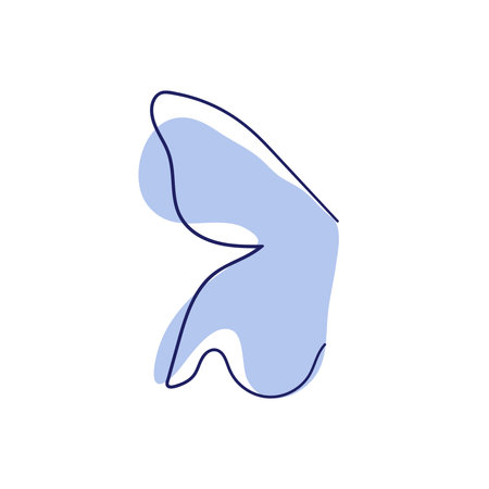 Continuous line drawing element of butterfly wing, decorative element. Animal shape illustration in trendy outline style.のイラスト素材