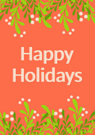 Christmas and Happy New Year templates. Trendy retro style. Lettering Happy Holidaysのイラスト素材