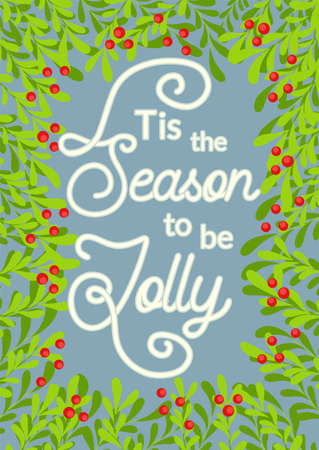 Christmas and Happy New Year templates. Trendy retro style. Lettering This season is to be jollyのイラスト素材