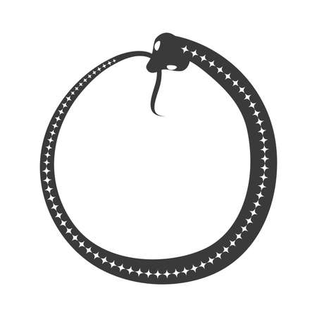 Esoteric symbol. Mystical and magical design with a snake biting its own tail, ouroborosのイラスト素材