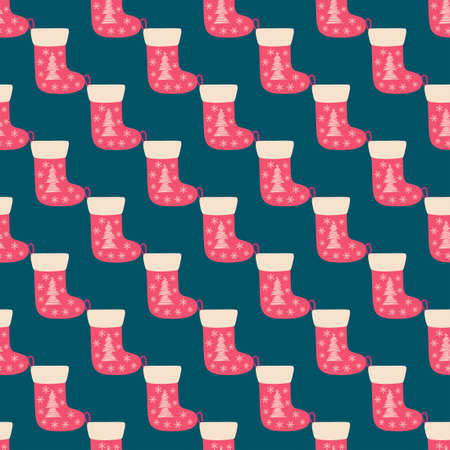 New Year s seamless background with Christmas socks, candy, giftsのイラスト素材
