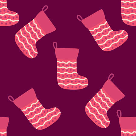 Christmas and New Year seamless pattern with red socks