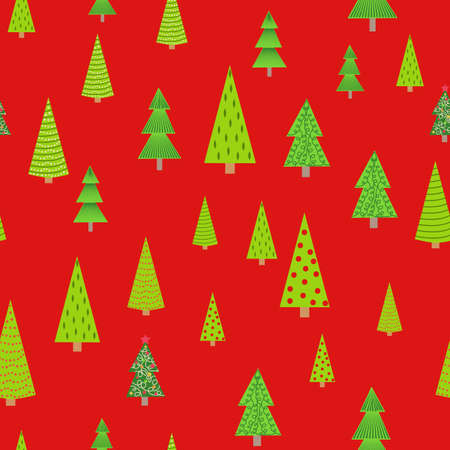 Christmas seamless pattern with Christmas trees of different sizes, forest. Christmas wrapping paper.のイラスト素材