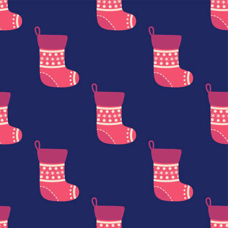 Seamless pattern with christmas socks. illustration for Merry Christmas and Happy New Year print designのイラスト素材
